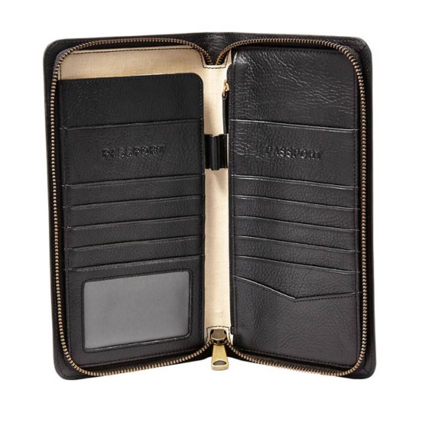 Fossil Men's Multi Zip Passport Case Black MLG0334001