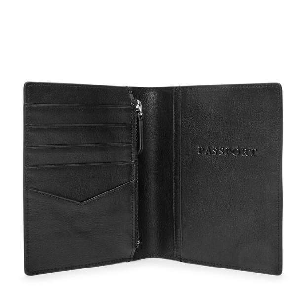 Fossil Passport Case Leather RFID Wallet Black MLG0358001