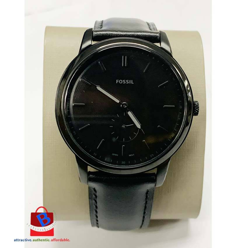 Minimalist Two-Hand Black Leather Watch