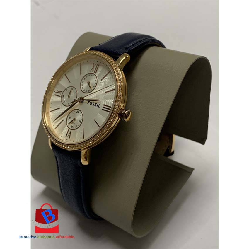 Jacqueline Multifunction Blue Leather Watch